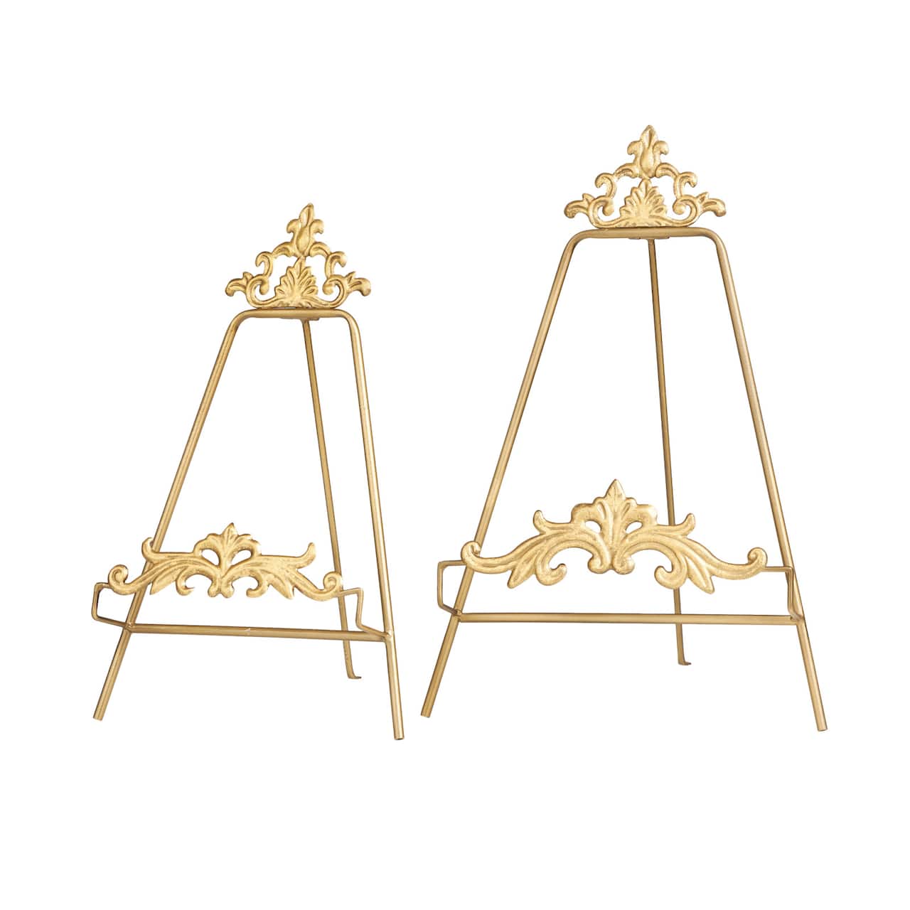 Gold Metal Ornate Arabesque Scroll Tabletop Easel Set